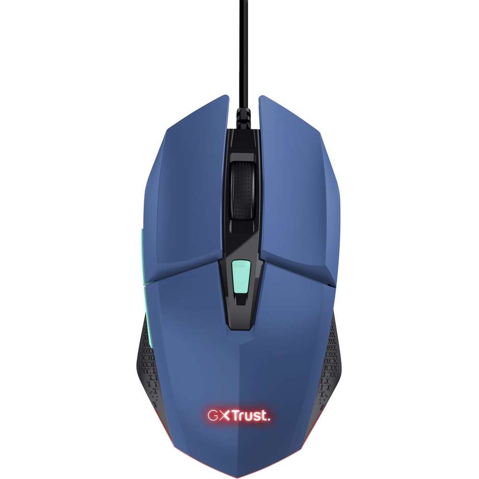 Trust GXT109B FELOX mouse Gaming Ambidestro USB tipo A Colore Blu