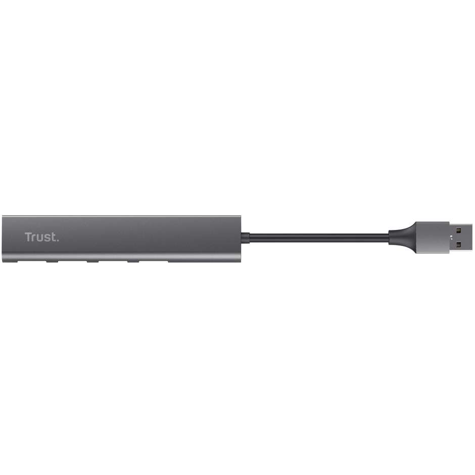 Trust Halyx 4-Port (24947) Hub USB 3.2 Gen 1 a 4 Porte USB-A 5 Gbps Alluminio Grigio Siderale