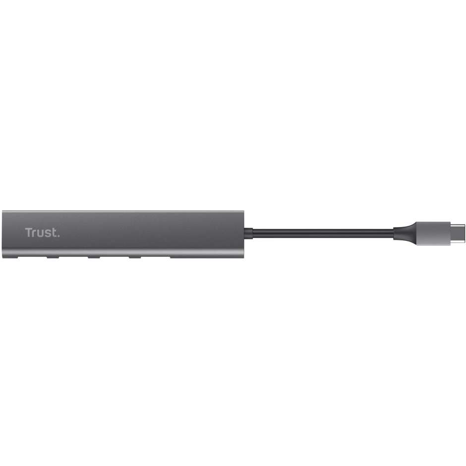 Trust Halyx 4-Port (24948) Hub USB-C a 4 Porte USB-A 3.2 Gen 1 5 Gbps Alluminio Grigio Siderale