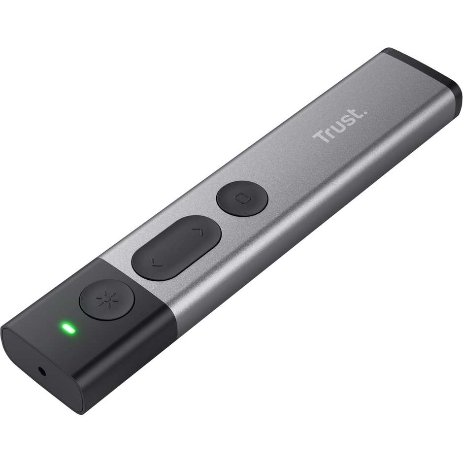 Trust Kazun Presenter Wireless Puntatore Laser Rosso RF 2.4 GHz per Presentazioni Alluminio e Nero