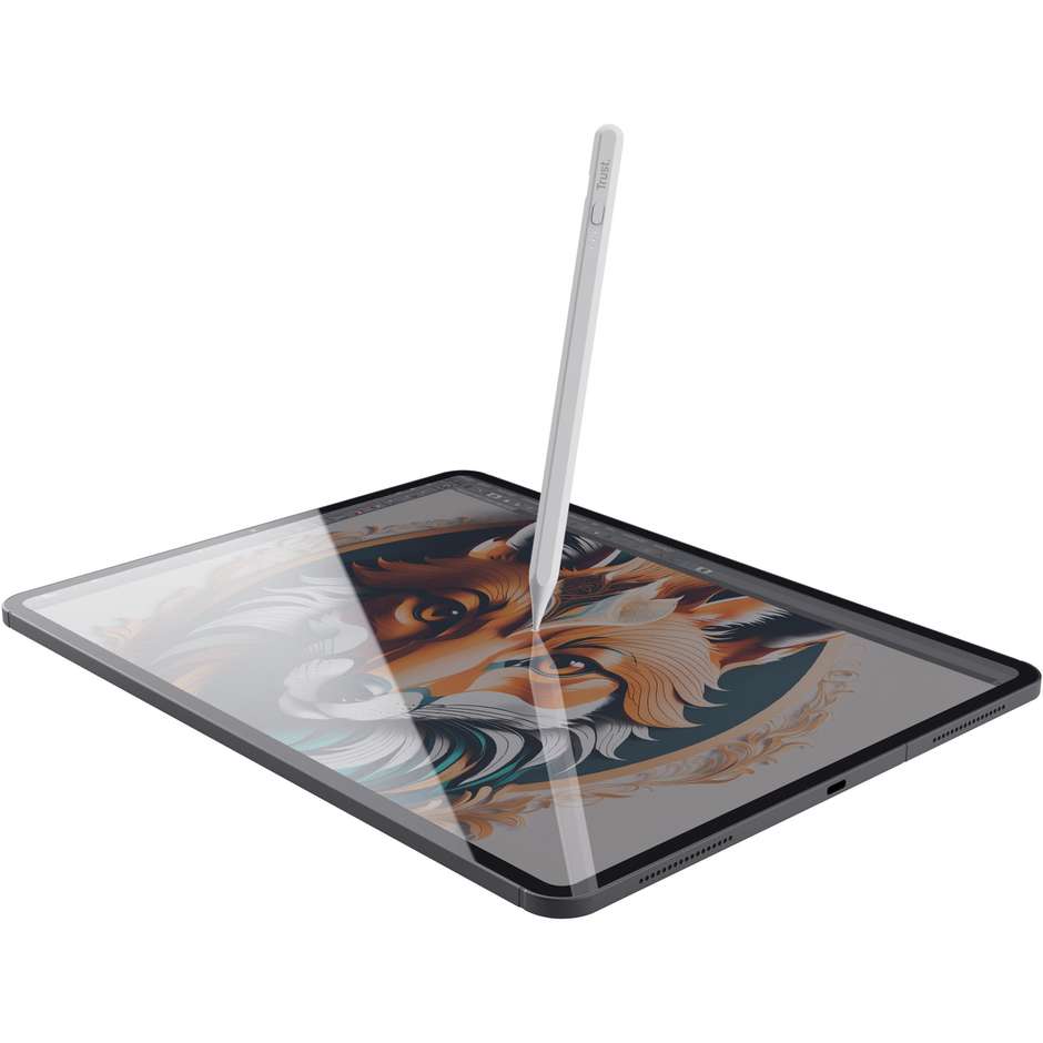 Trust Kyna (25191) Penna Stilo Capacitiva Ricaricabile per Tablet e Touchscreen Punta 1.5mm Bianco