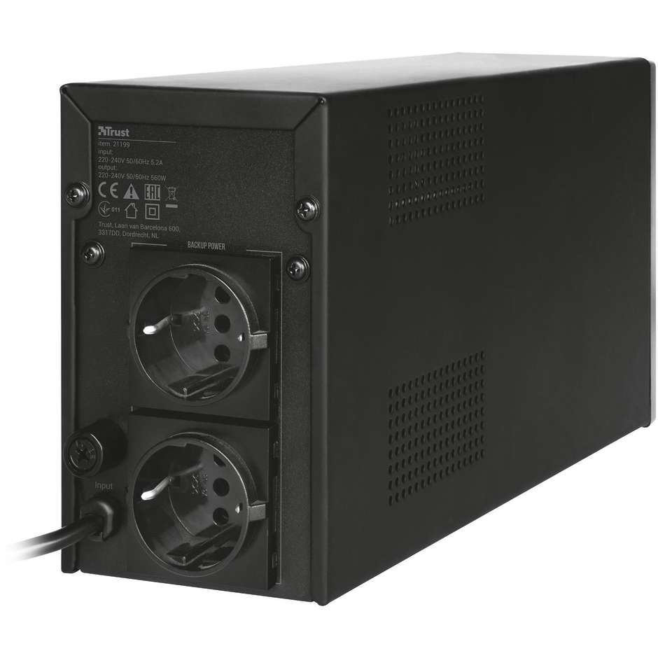 Trust Oxxtron 1000VA (21199) Gruppo di Continuità UPS 600W con 3 Prese Schuko Batteria Backup Nero
