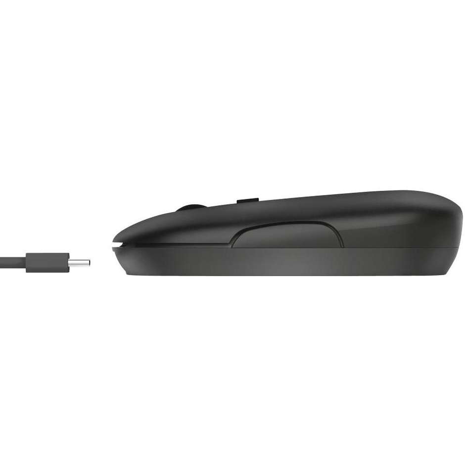 Trust Ozaa (24059) Mouse Wireless Ricaricabile Ergonomico Ottico 2400 DPI Nero