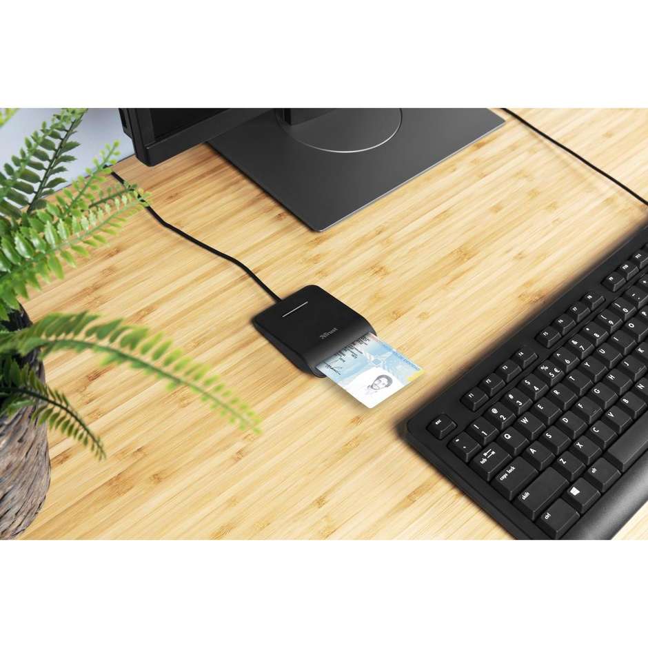 Trust Primo (23890) Lettore di Smart Card USB da Tavolo per Tessera Sanitaria CNS CIE e Firma Digitale Nero