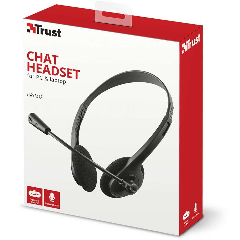 Trust Primo Chat (21665) Cuffie con Microfono Cablate On-Ear Jack 3.5 mm Nero