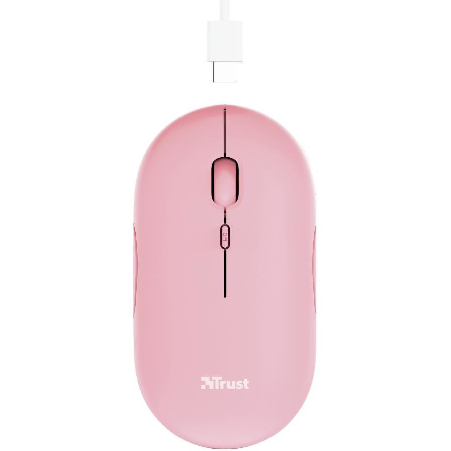Trust Puck mouse ottico wireless Bluetooth e RF 1600 DPI rosa