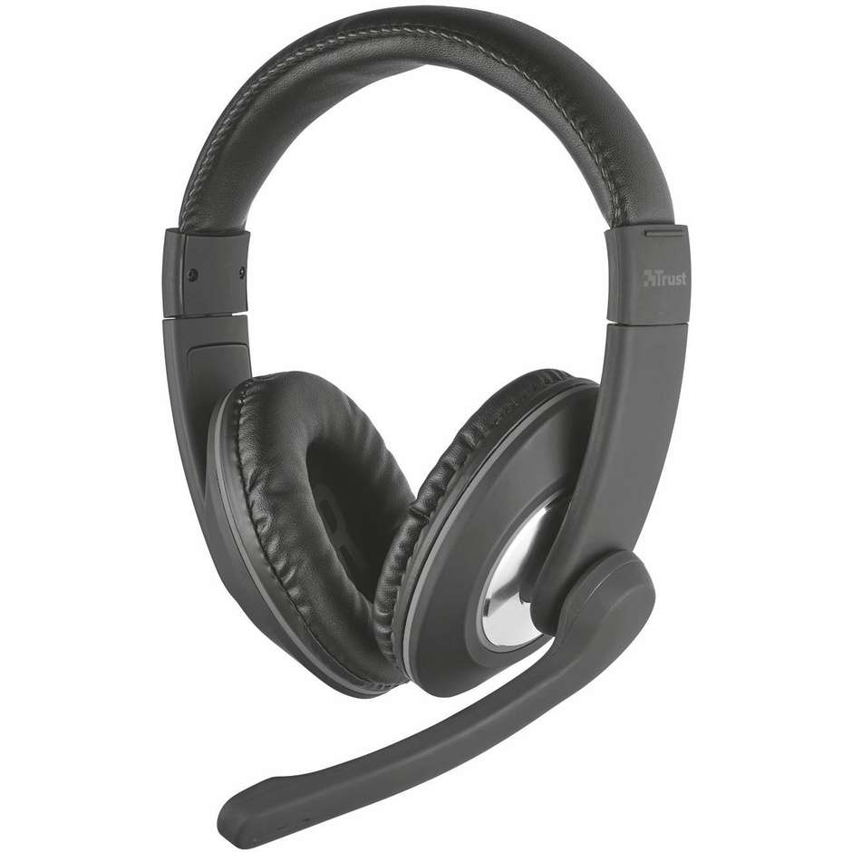 Trust Quasar Cuffie Over-Ear con Microfono Flessibile e Controllo Volume su Cavo Jack 3.5mm Nero (21662)
