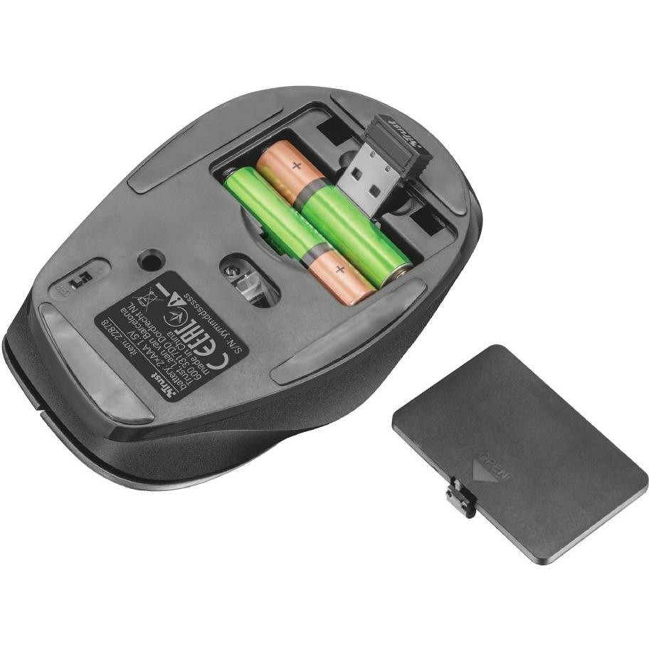 Trust RAVAN Mouse ergonomico USB Wireless colore nero