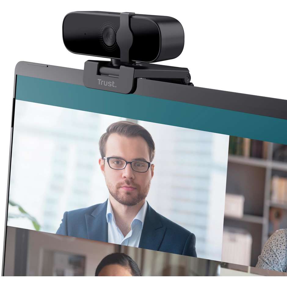 Trust Tanor Webcam Full HD 1080p con Microfono Integrato e Otturatore Privacy Clip USB Nero (25548)