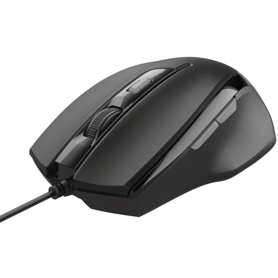 Trust Voca (23650) Mouse Cablato Ottico USB Ergonomico 5 Pulsanti 2400 DPI Nero