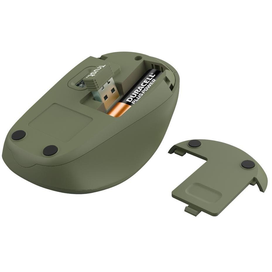 Trust Yvi+ mouse ottico wireless 1600 DPI nero e verde