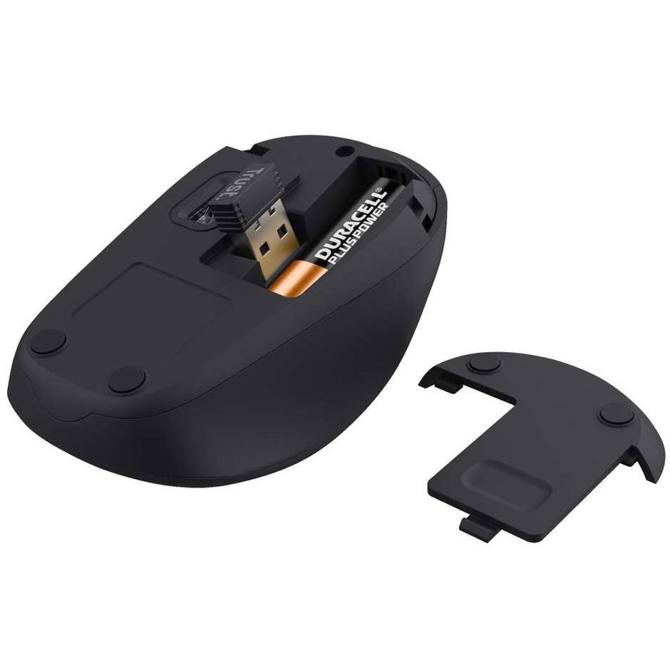 Trust Yvi+ mouse wireless ottico 1600 DPI nero e rosso
