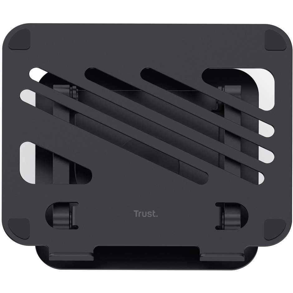 Trust Zeff Supporto Rialzo per Computer Portatile fino a 16" Pieghevole in Metallo Portata 10 kg Nero