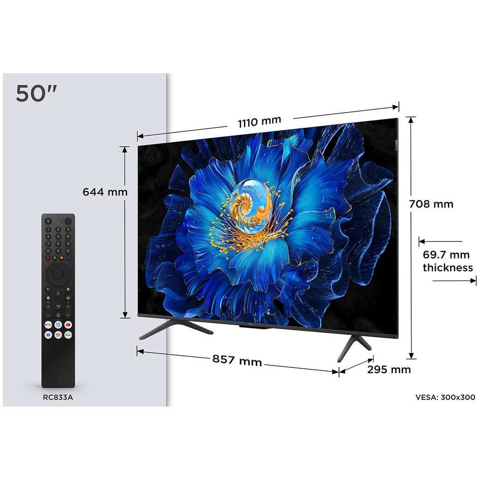 tvc led 50 miniled google tv 144 hz 3000 onkyo do