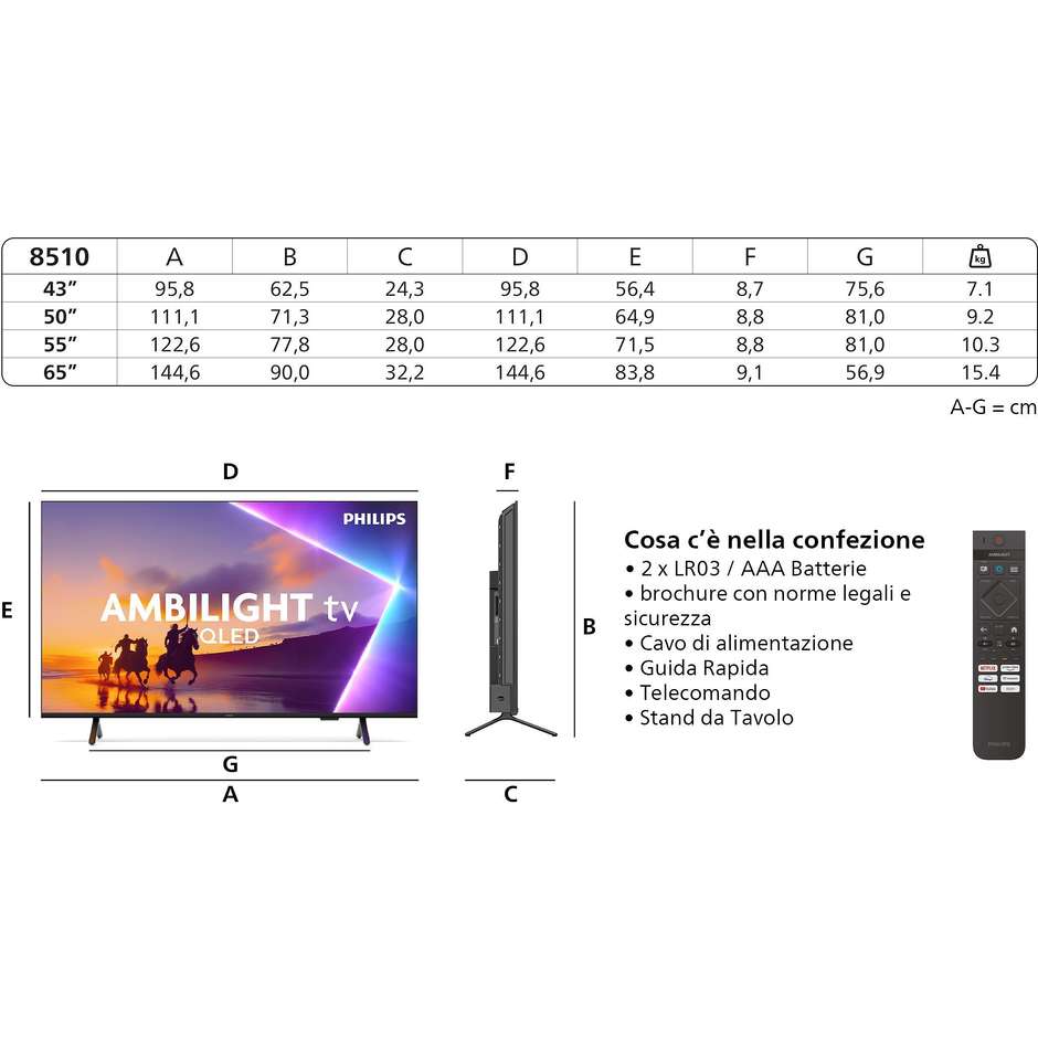 tvc led 50 qled smart tv ambilight wifi  3hdmi 2u