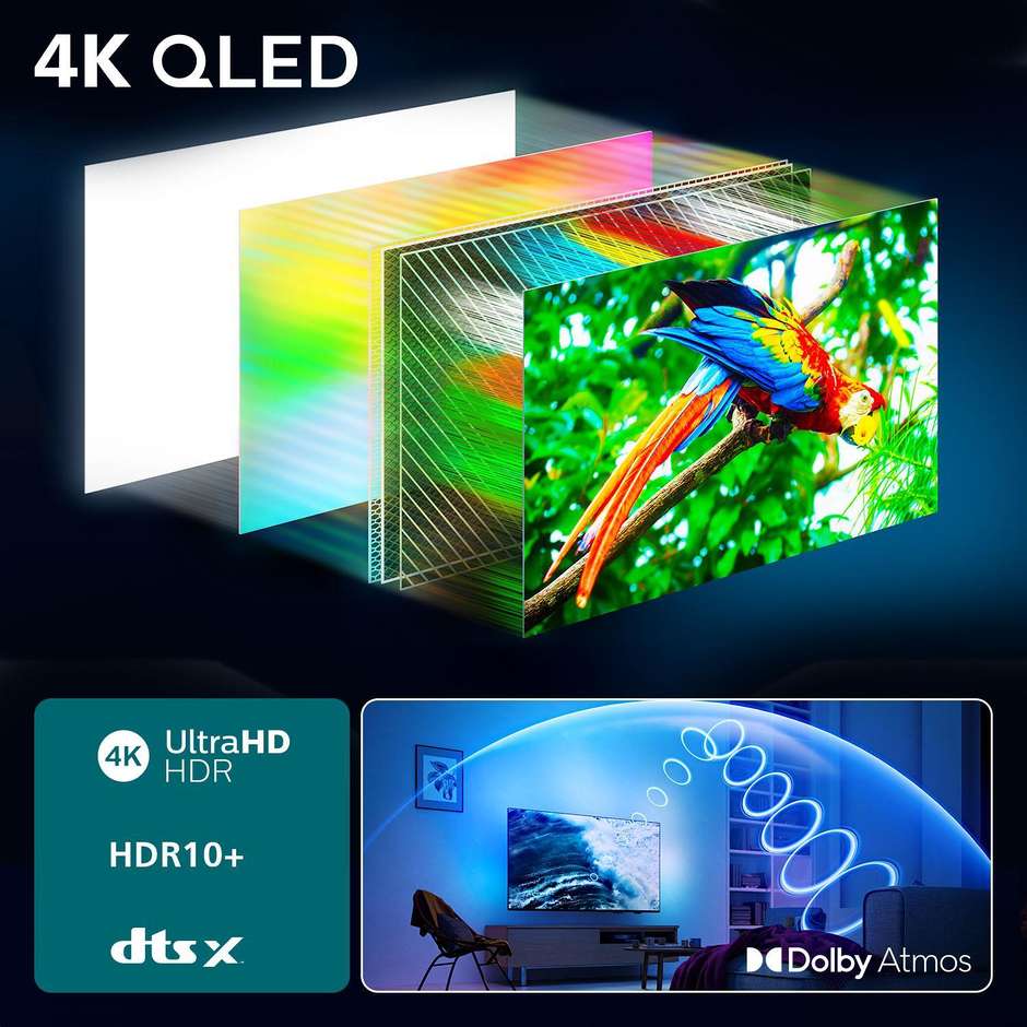 tvc led 50 qled smart tv ambilight wifi  3hdmi 2u