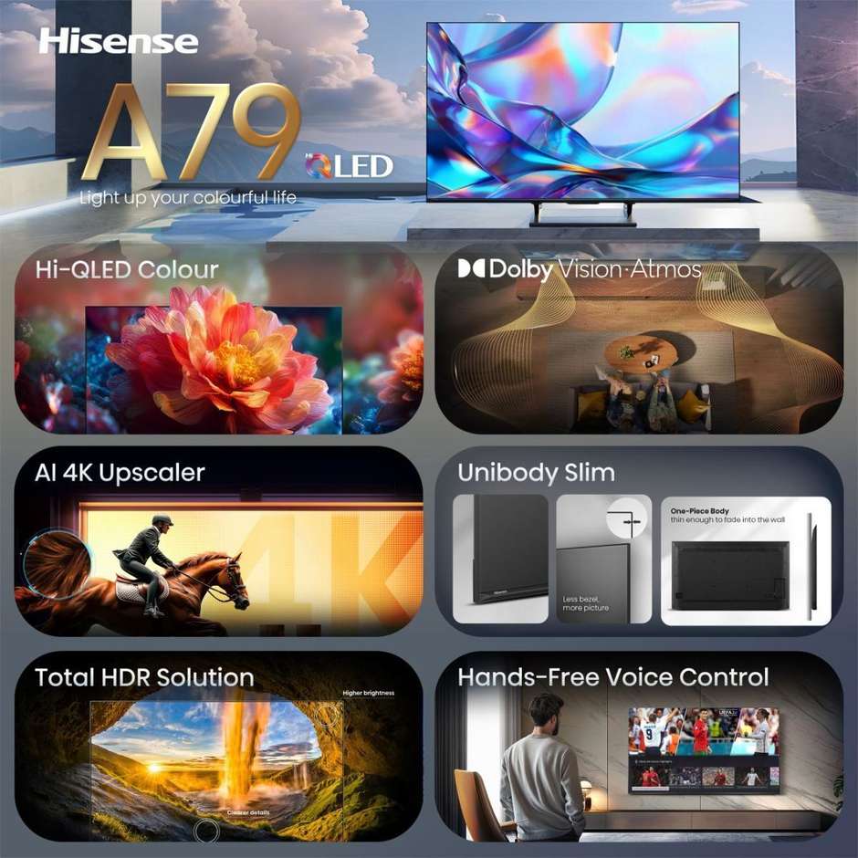tvc led 50 qled smart tv hdr10+ hdmi 2.1  vidaa u