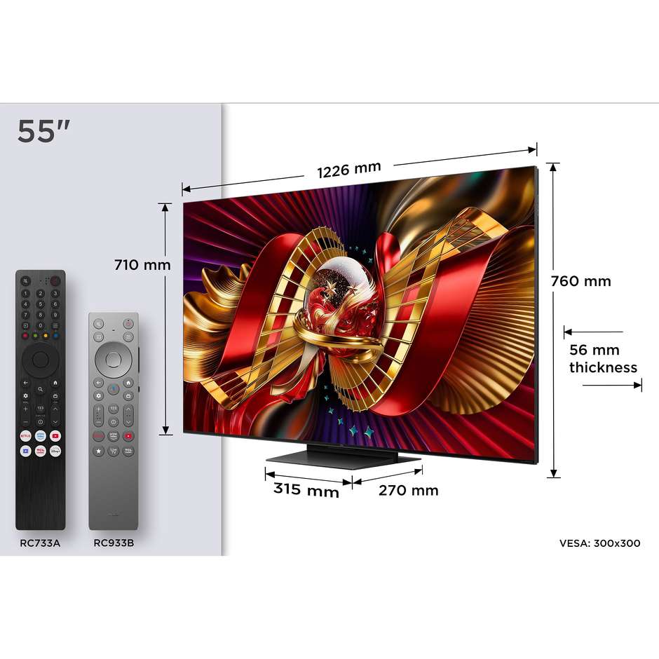 tvc led 55 miniled sqd google tv 144 hz hdr 3000