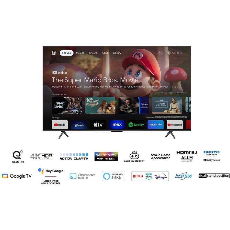 tvc led 75 4k qled google tv hdr10+ hdmi 2.1 dolb