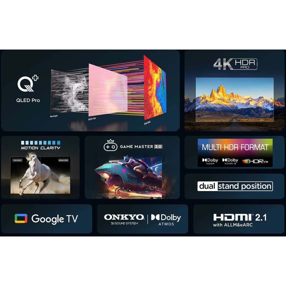 tvc led 75 4k qled google tv hdr10+ hdmi 2.1 dolb