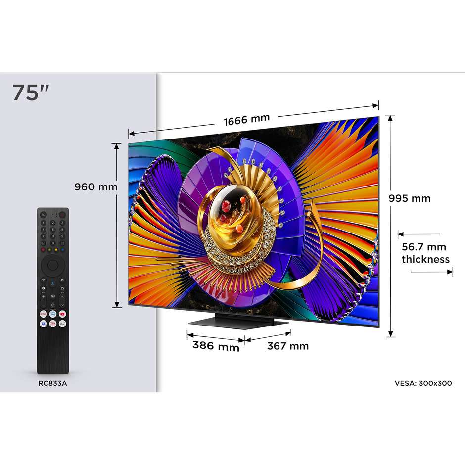 tvc led 75 miniled sqd google tv 144 hz hdr 3000