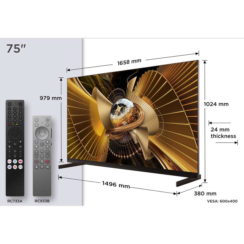 tvc led 75 miniled sqd google tv 144 hz hdr 9000