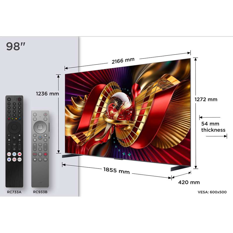 tvc led 98 miniled sqd google tv 144 hz hdr 6000