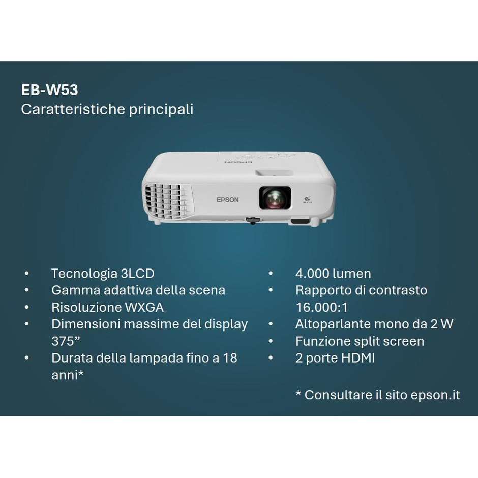 videoproiettore 4000 lm wxga 2hdmi wifi