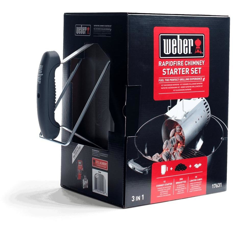 Weber 17631 Kit Ciminiera Accensione Barbecue con Bricchetti 2 kg e Cubetti