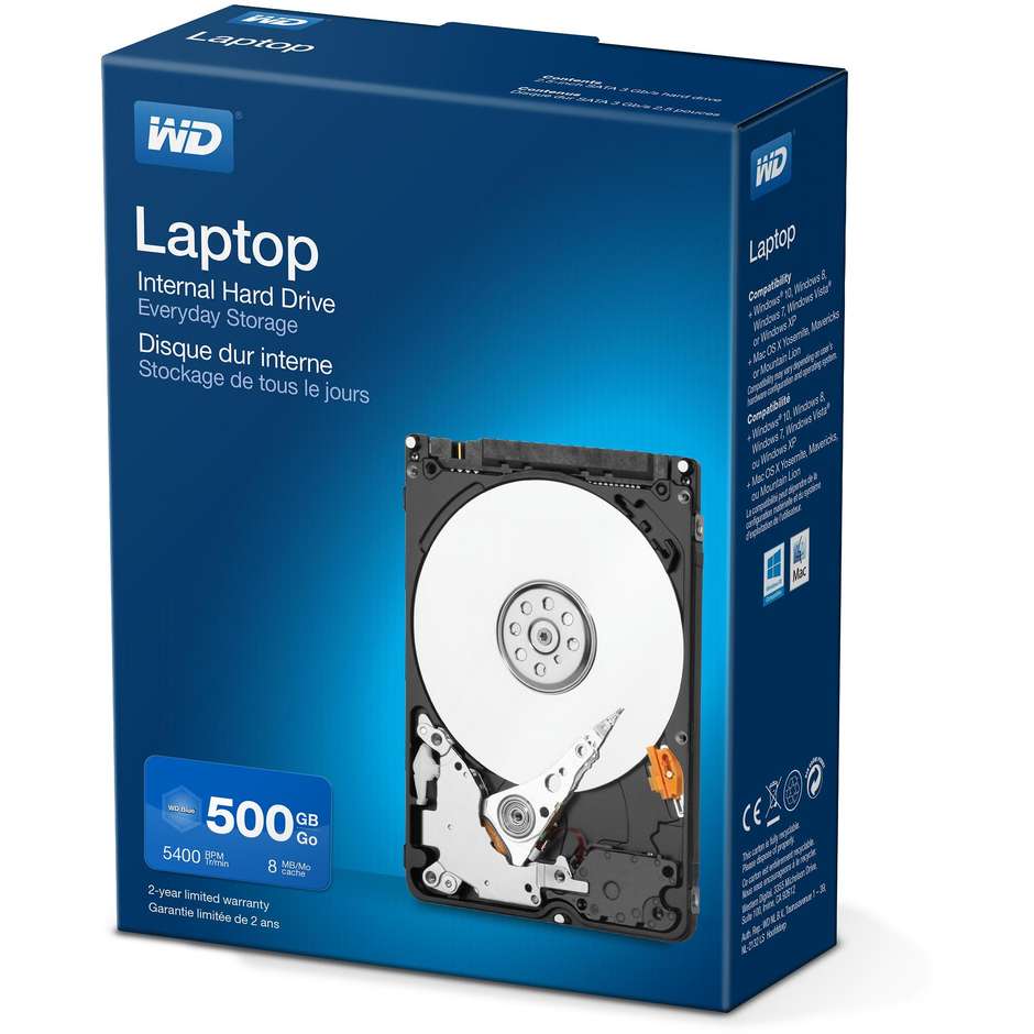Western Digital BMYH500ANC Laptop Everyday 2,5'' Hard Disk capienza 500 GB colore nero