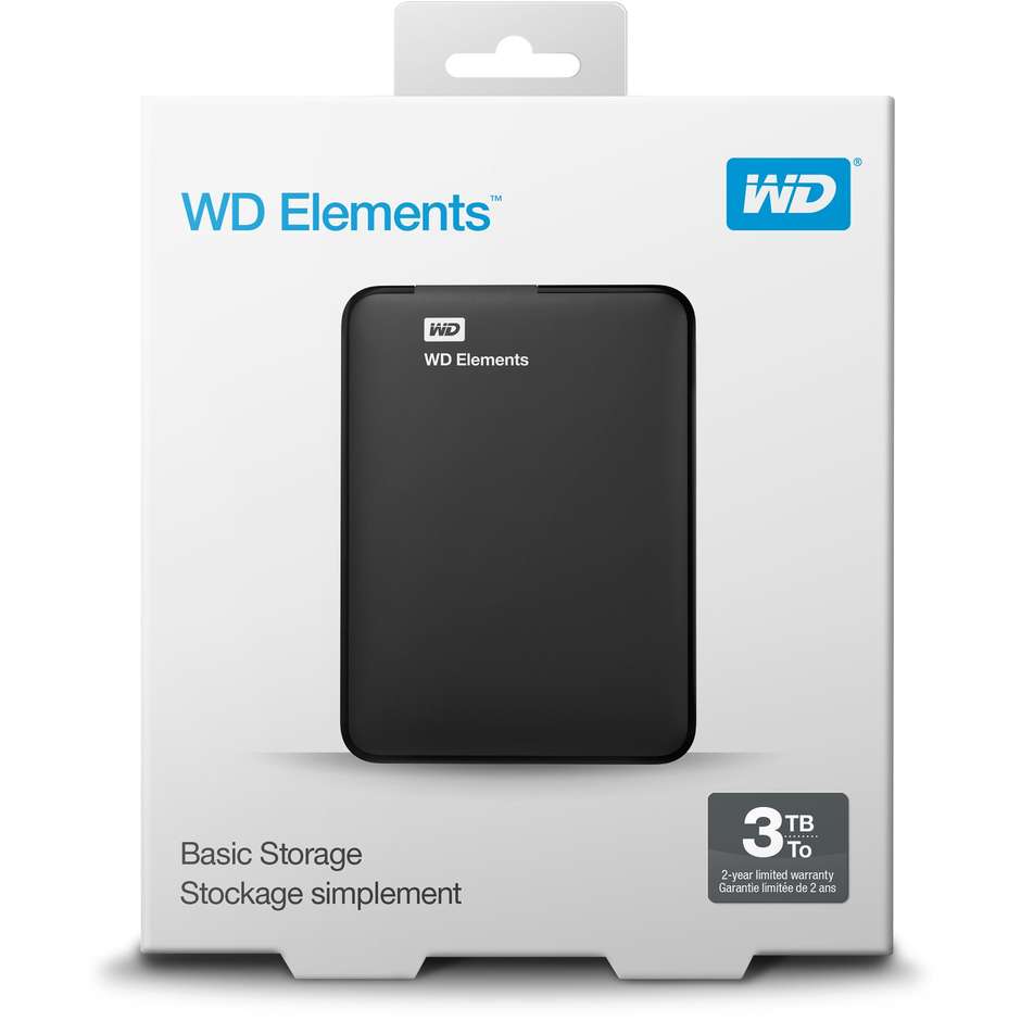 Western Digital BU6Y0030BK Elements Hard Disk esterno portatile capienza 3 Tb colore nero