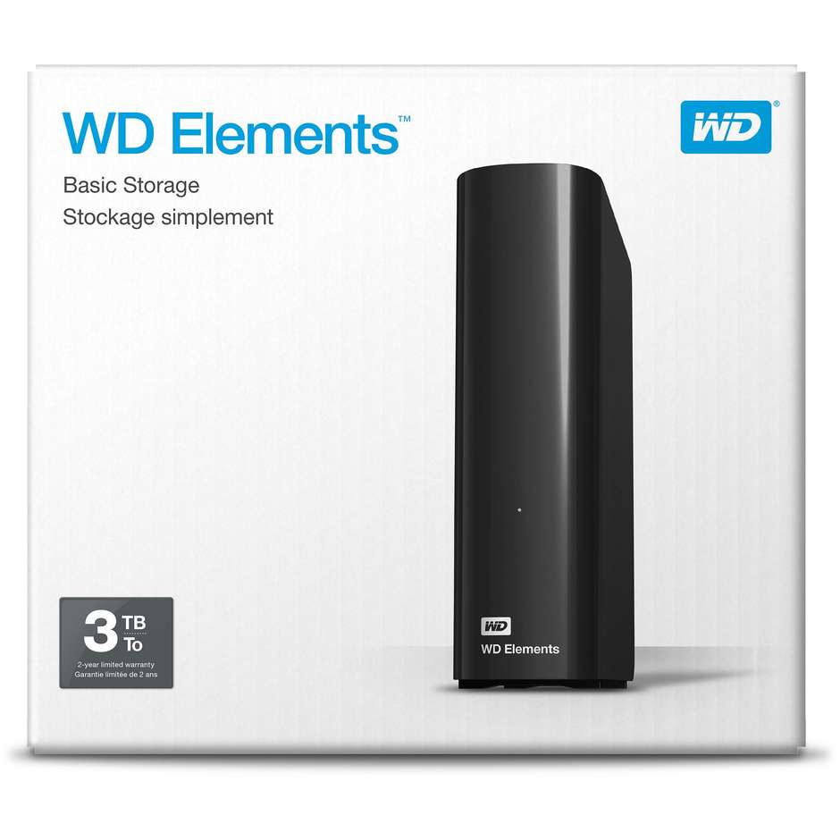 Western Digital BWLG0030BK Elements Hard Disk estrno capienza 3 Tb colore nero