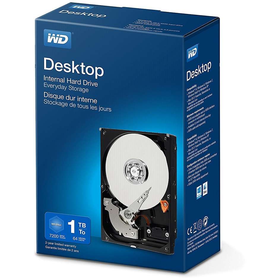 Western Digital Desktop Everyday Hard Disk interno 1 Tb 3,5 pollici 7200 giri