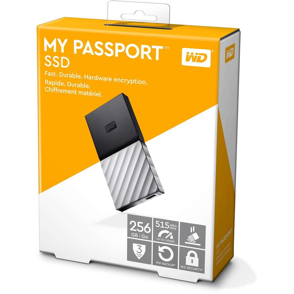 Western Digital My Passport SSD 256 GB USB-C 3.1 Gen 2 Crittografia Hardware Silver (WDBK3E2560PSL)