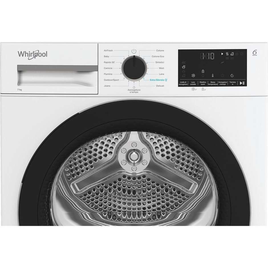 Whirlpool CWDR47MWBSIT Asciugatrice Pompa di Calore Slim 7 kg Profondità 54,5 cm FreshCare+ Bianco