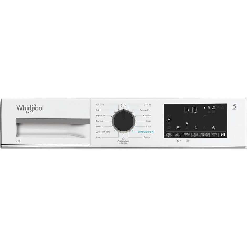 Whirlpool CWDR47MWBSIT Asciugatrice Pompa di Calore Slim 7 kg Profondità 54,5 cm FreshCare+ Bianco
