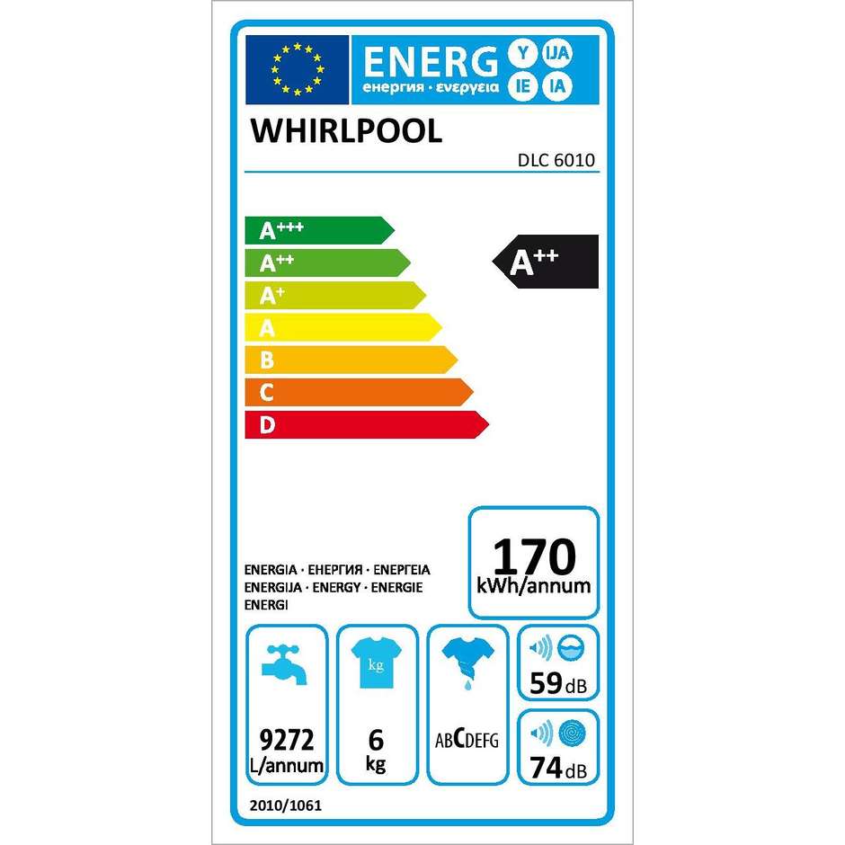 Whirlpool DLC 6010 lavatrice carica frontale 6 Kg 1000 giri classe A++ colore bianco