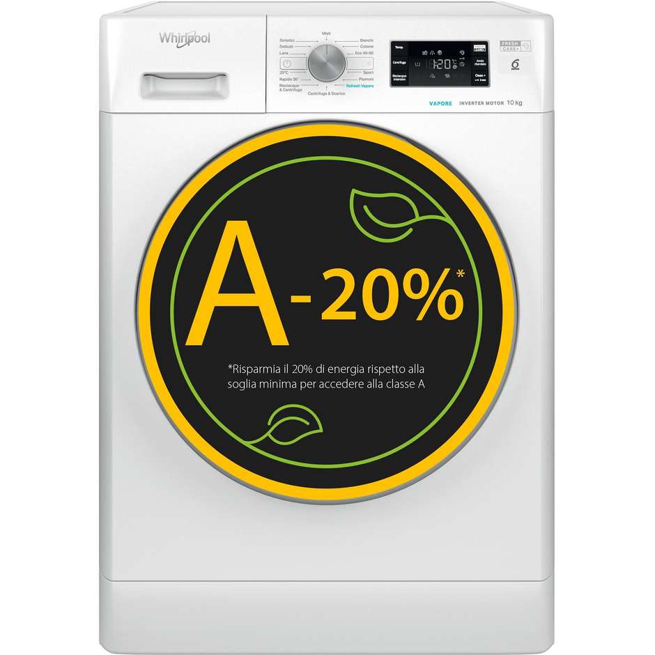 Whirlpool FFB 1048 BSV IT Lavasciuga 10+5 kg 1400 Giri/min Classe A Nero