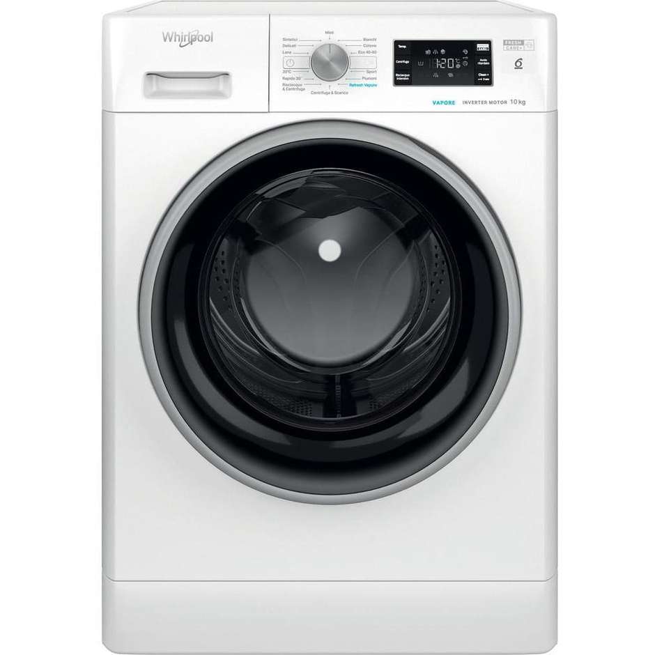 Whirlpool FFB1048BSVIT Lavatrice Carica frontale a libera installazione Capacita 10 Kg 1400 Giri/min Classe A Colore Bianco