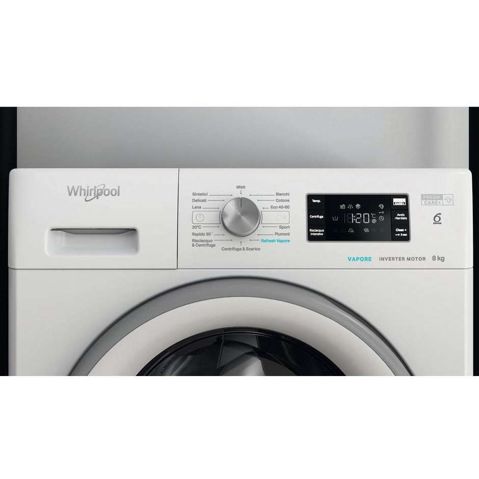 Whirlpool FFB846SVIT Lavatrice Carica Frontale Capacita 8 Kg 1400 Giri/min Classe A Colore Bianco