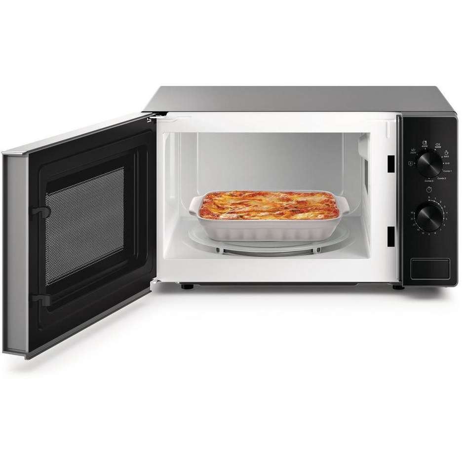 Whirlpool MWP103SB Forno a Microonde con Grill 20 L, 700 W Microonde, 1000 W Grill, Nero e Argento