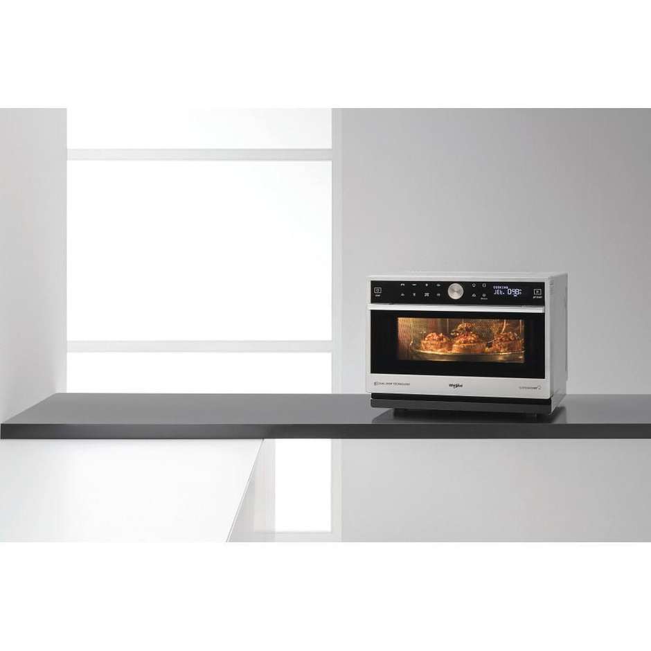 Whirlpool MWSC9133SX Forno a Microonde Combinato con Grill 1200 W Cavità 33 L 1000 W Nero, Acciaio inox