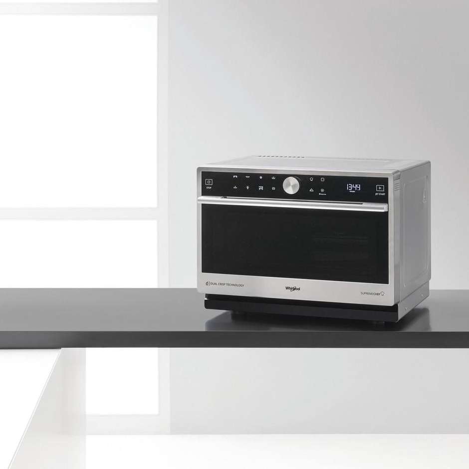 Whirlpool MWSC9133SX Forno Microonde Combinato 33 L, 1000 W, Convezione e Grill 1200 W, Cottura a Vapore e Croccante, Nero Acciaio Inox