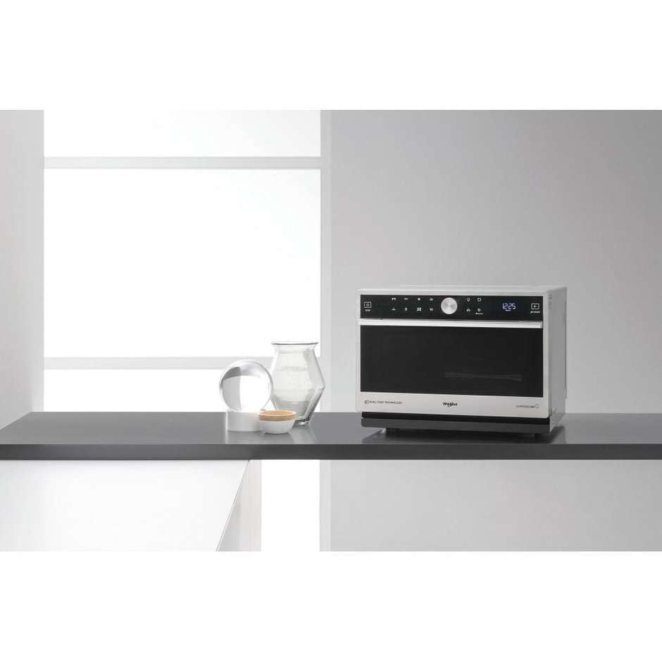 Whirlpool MWSC9133SX Forno Microonde Combinato 33 L, 1000 W, Convezione e Grill 1200 W, Cottura a Vapore e Croccante, Nero Acciaio Inox