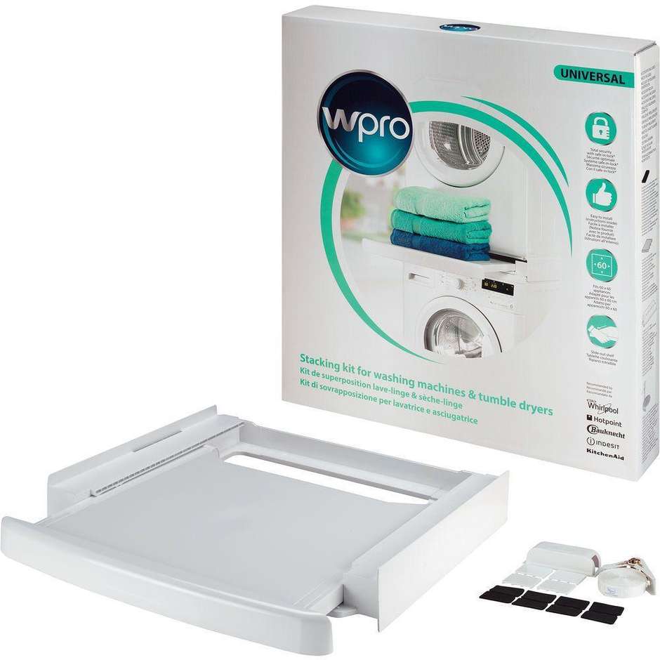 Whirlpool SKS101 Kit colonna per asciugatrici e lavatrici universale colore bianco
