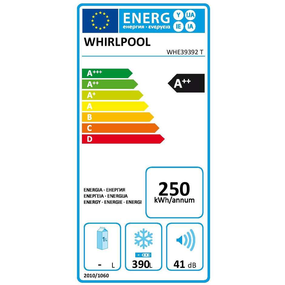 Whirlpool Space+ WHE39392 Congelatore Orizzontale a Pozzetto 6° Senso Turbofreeze 394 L Classe E Bianco