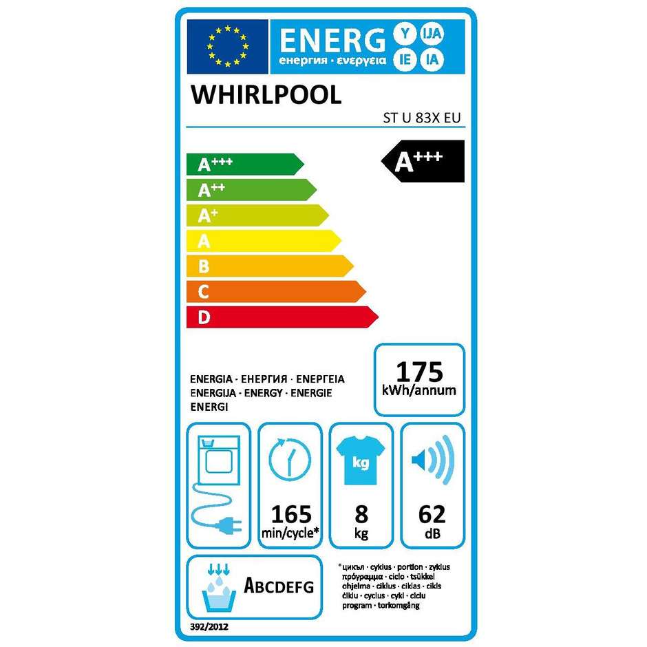 Whirlpool ST U 83X EU Asciugatrice a pompa di calore 8 Kg classe A+++ colore bianco