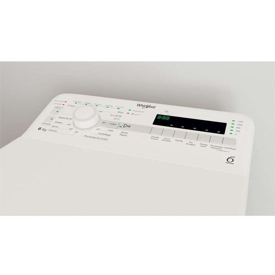 Whirlpool TDLR 6240S IT lavatrice carica dall’alto 6 kg, 6° Senso, classe C