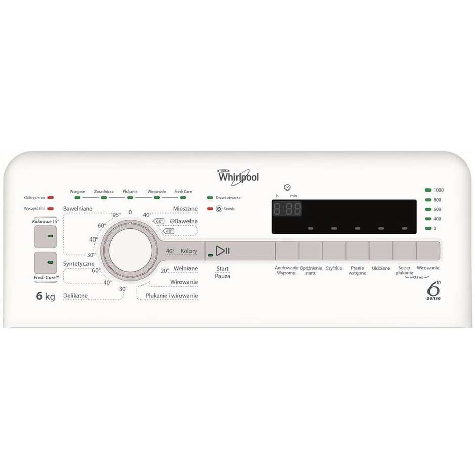 Whirlpool TDLR60214 Lavatrice carica dall'alto 6Kg Classe A+++ 1200 giri/min colore Bianco