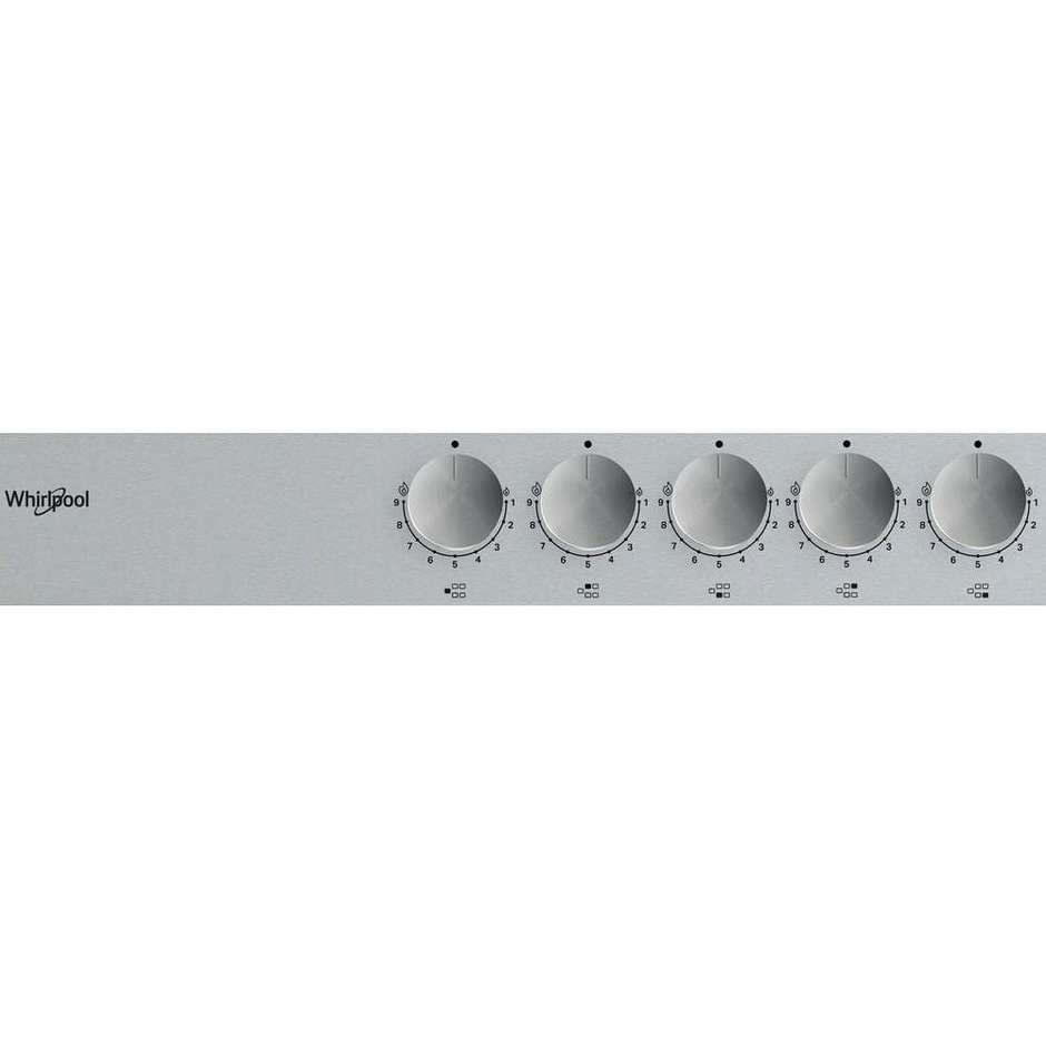 Whirlpool TGML 761 IX piano cottura a gas 75 cm, 5 fuochi, acciaio inox